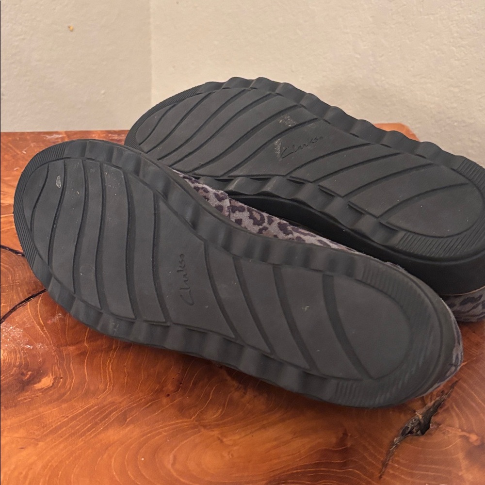 Clarks Gray Leopard Print Flats - image 4